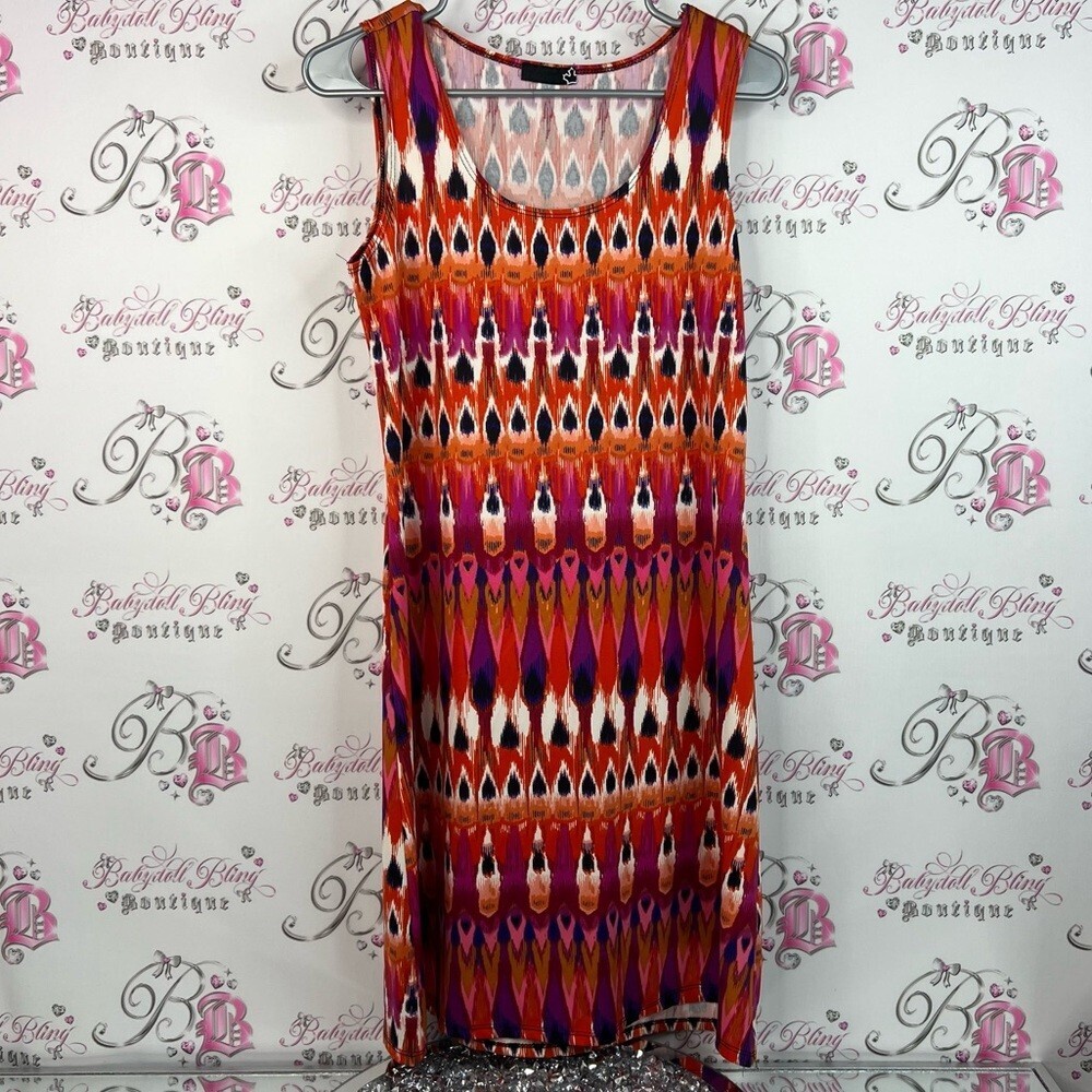Sears dress Aztec chevron pink Orange and Purple Patterned Midi Dress